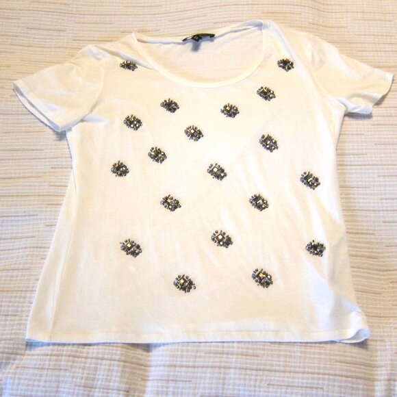 WEEKEND MAXMARA WHITE JERSEY COTTON GEM CABINA TEE SHIRT XL - Picture 3 of 10